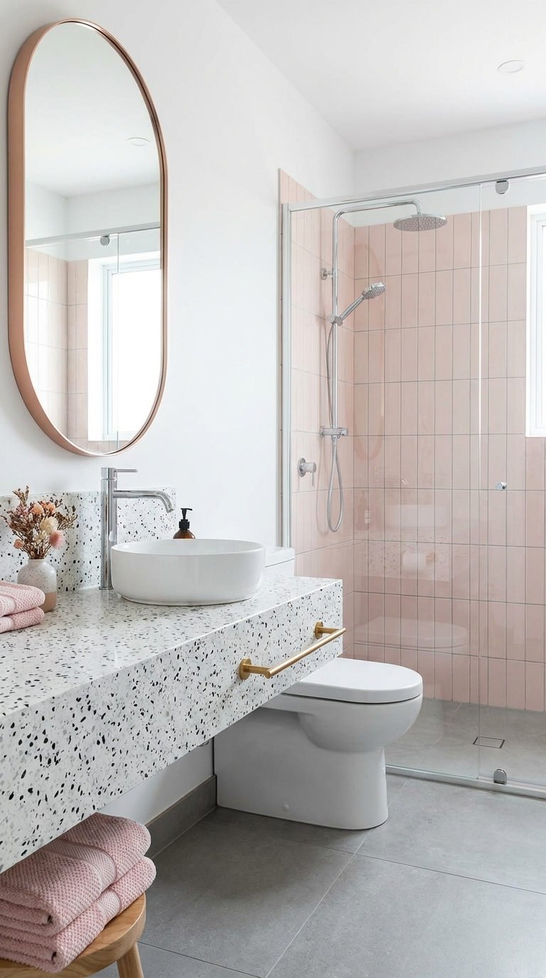 terrazzo rose miroir ovale