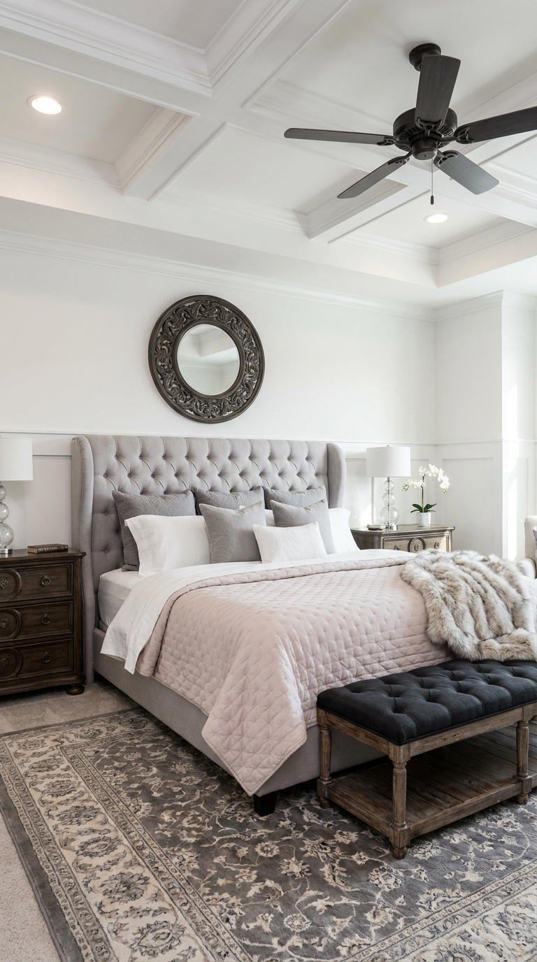 chambre rose poudre capitonnee