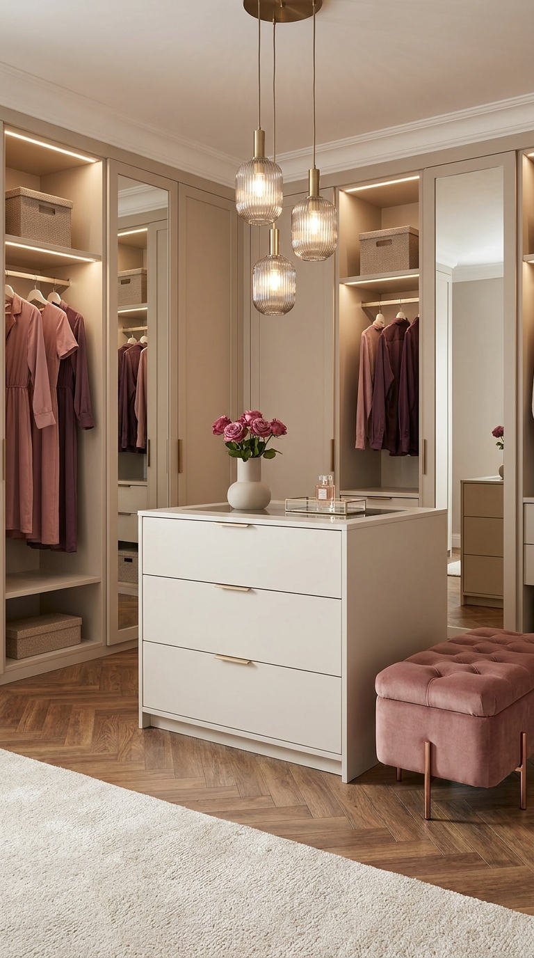 dressing boudoir rose miroirs