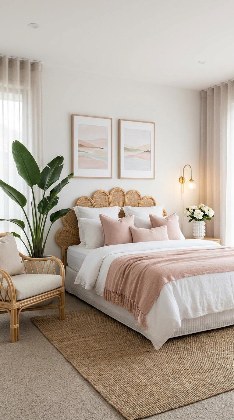 rotin rose plante chambre