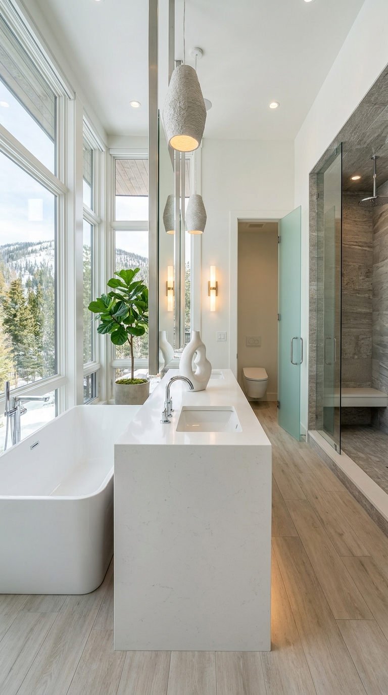 salle bain vue montagne