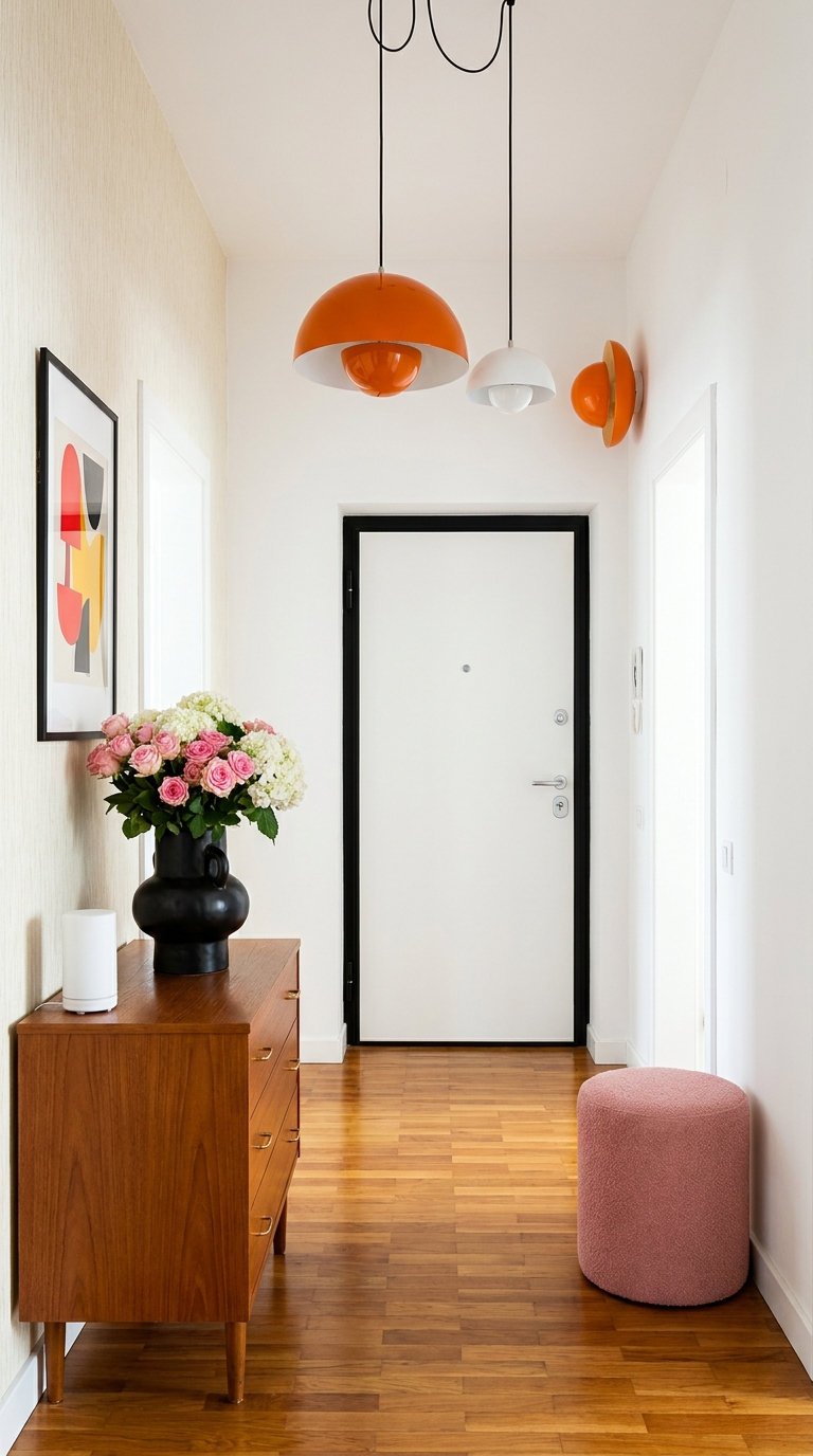 entree vintage suspensions orange bois