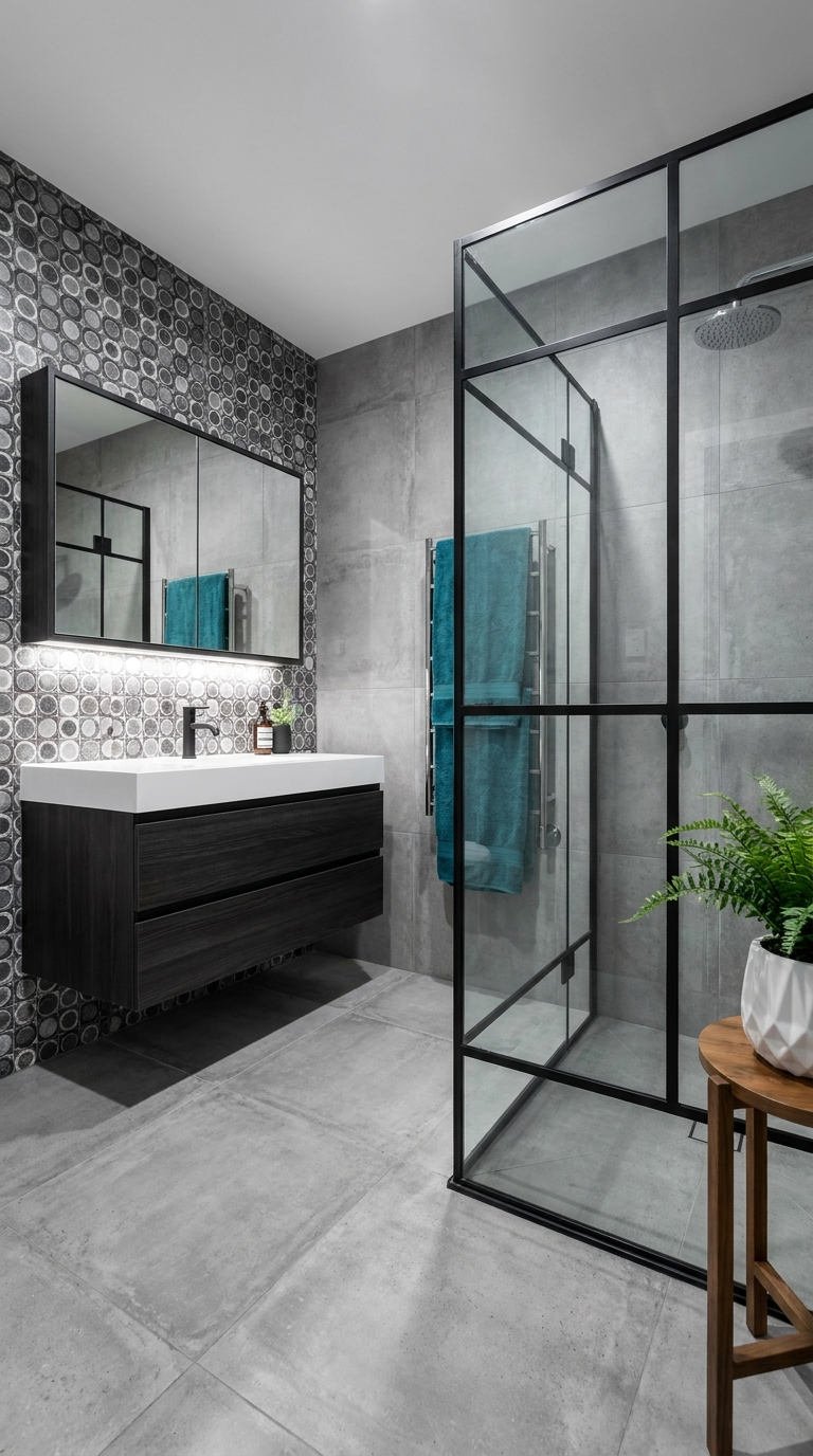 salle bain noire graphique