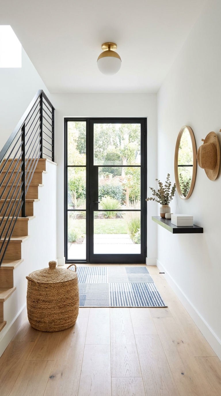 entree lumineuse porte vitree noire