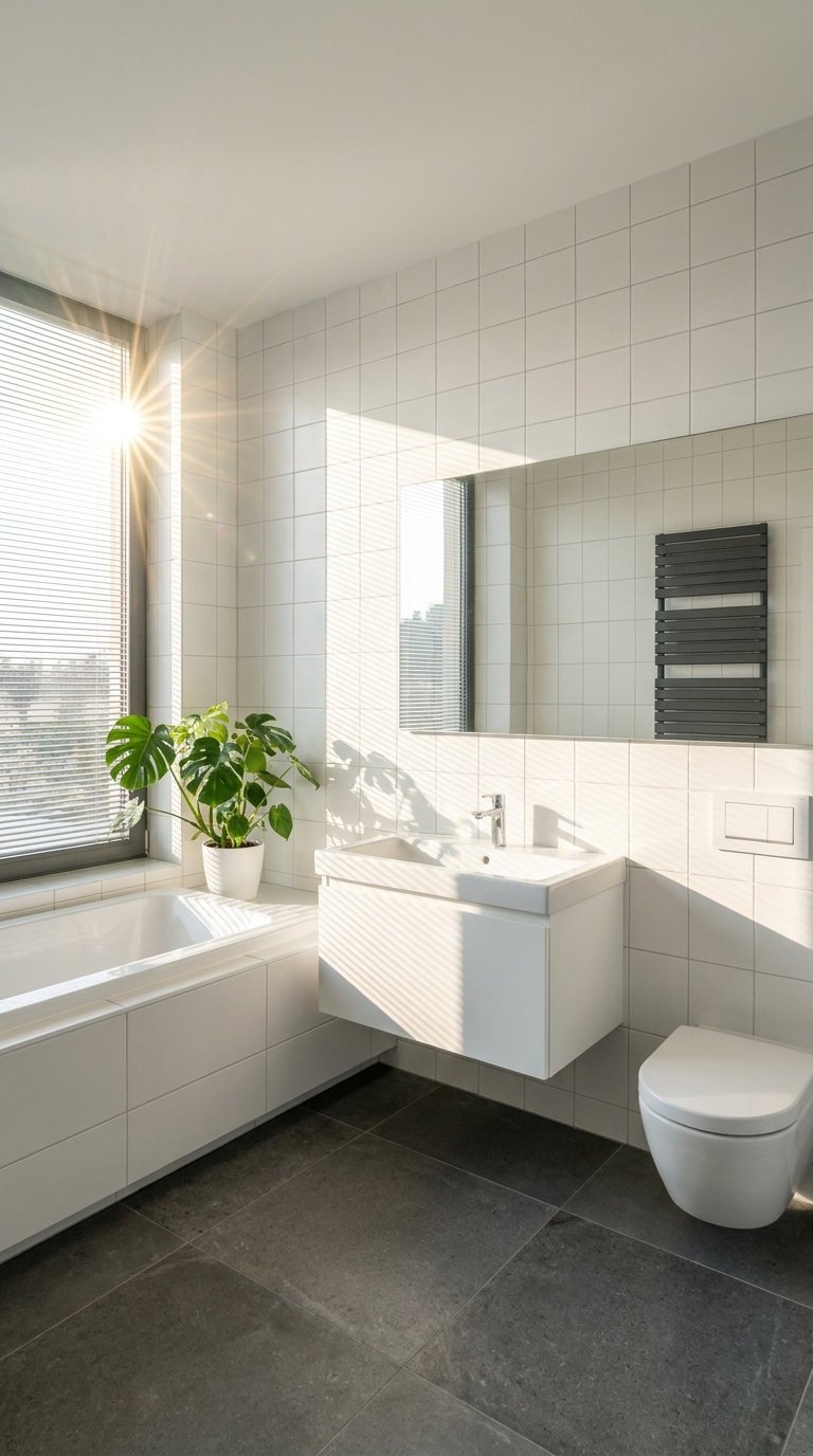 carrelage blanc sol anthracite