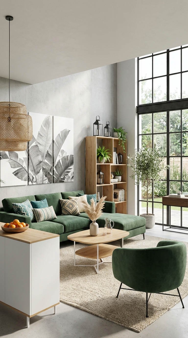 salon vert verriere moderne