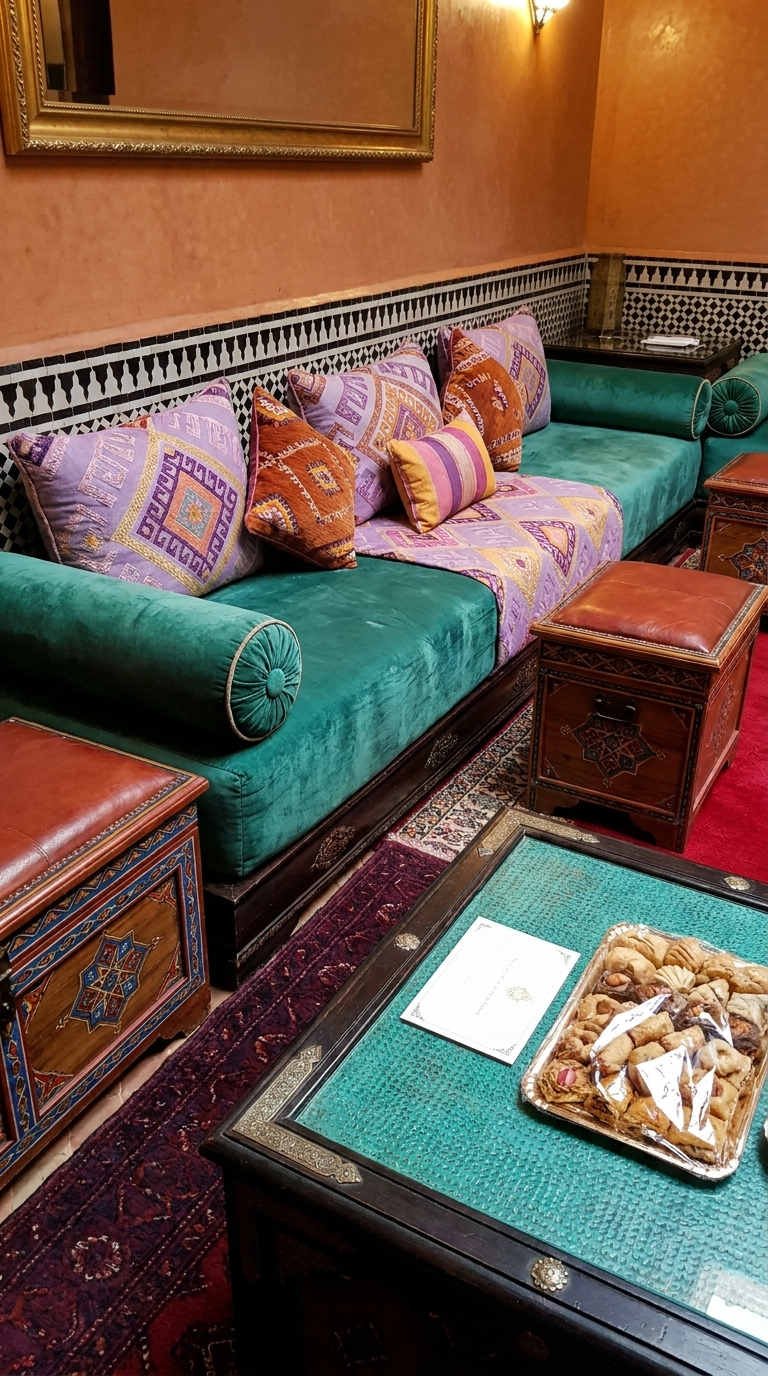 banquette verte boheme marocaine