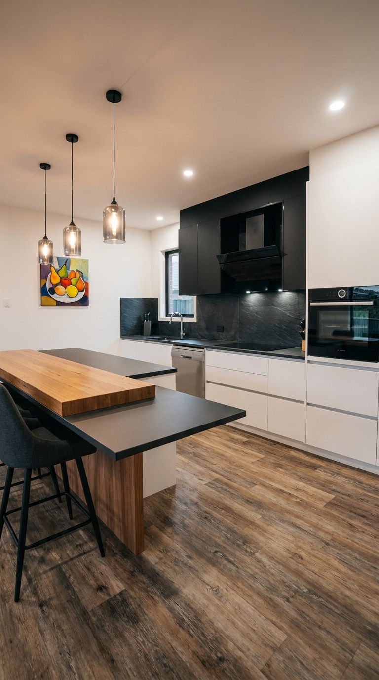 cuisine moderne plan noir bois