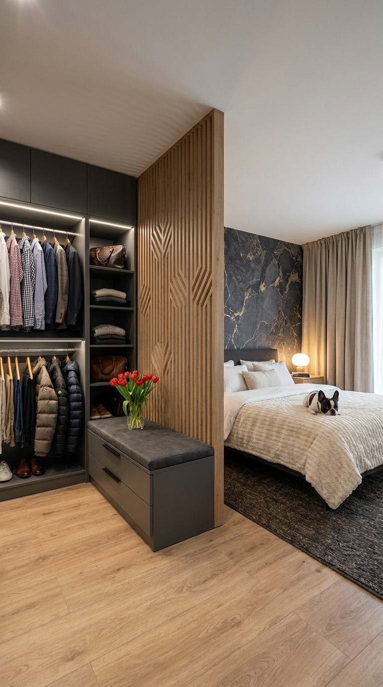 dressing cloison tasseaux gris