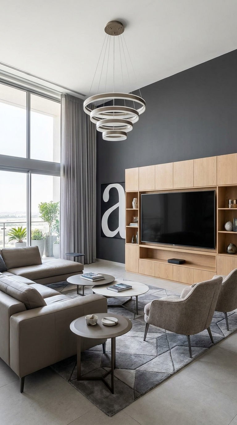 loft salon anthracite bois
