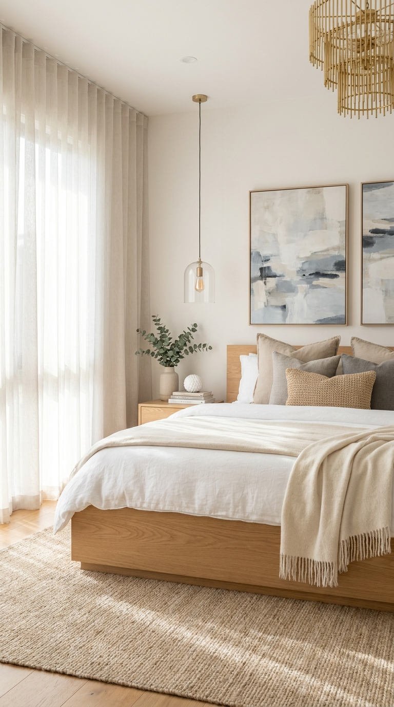 chambre bois clair voilage