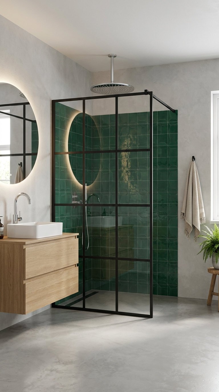 douche verte verriere noire