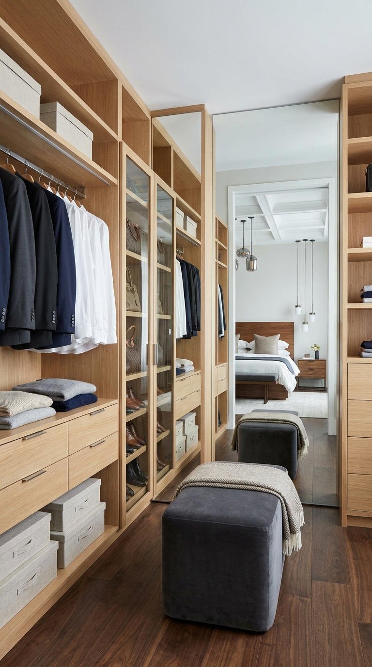 dressing traversant miroir bois