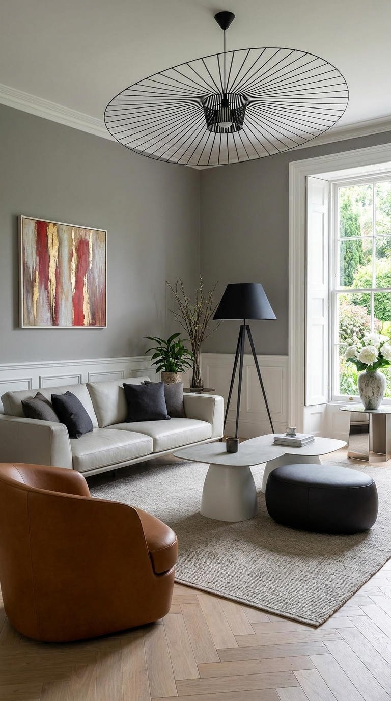 salon suspension filaire design