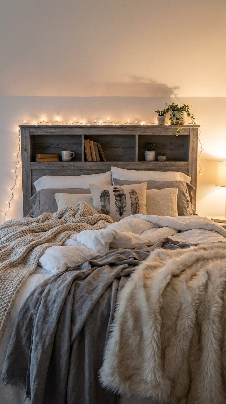 tete lit rangement guirlande