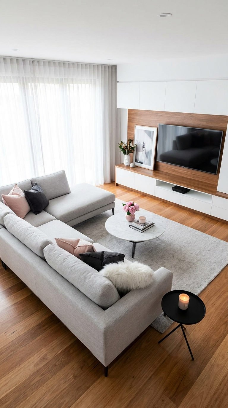 salon moderne mur tv bois