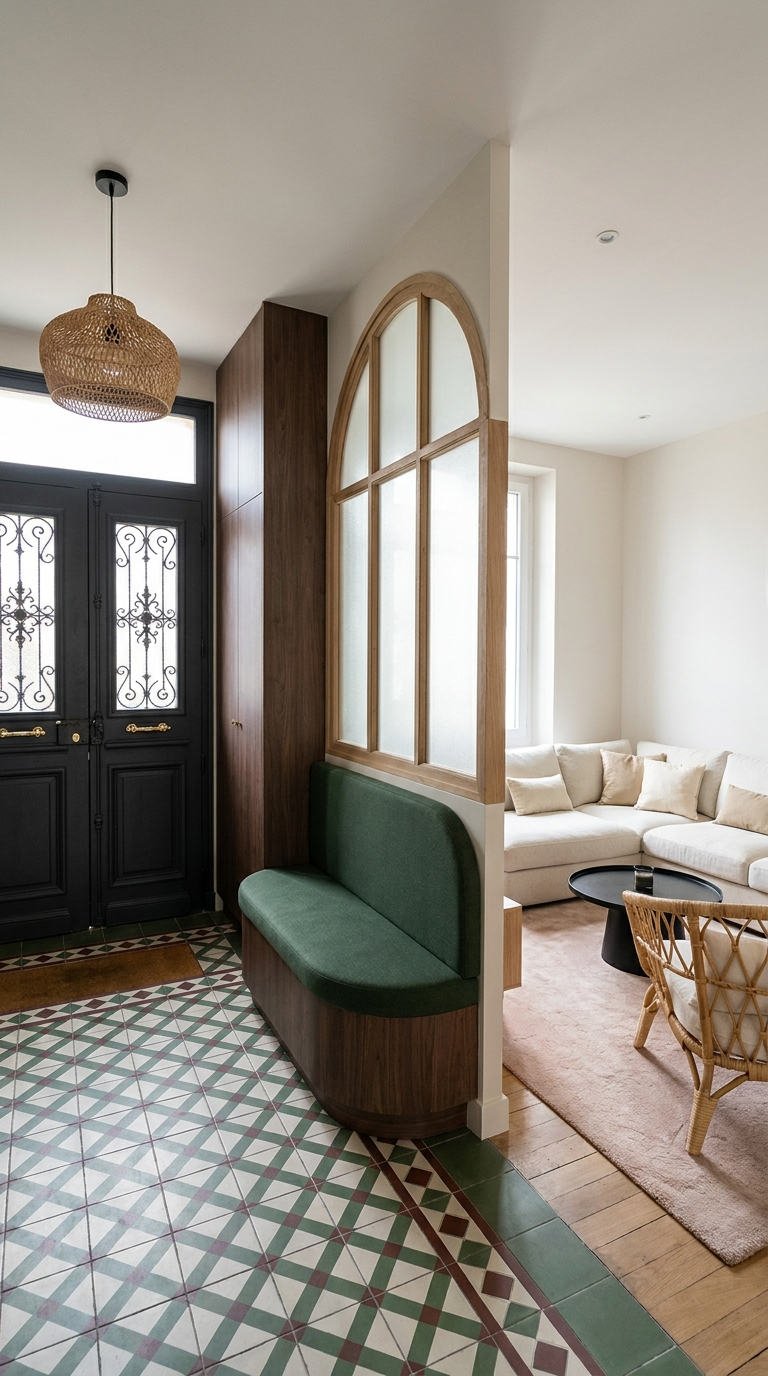 entree banquette verte verriere arquee