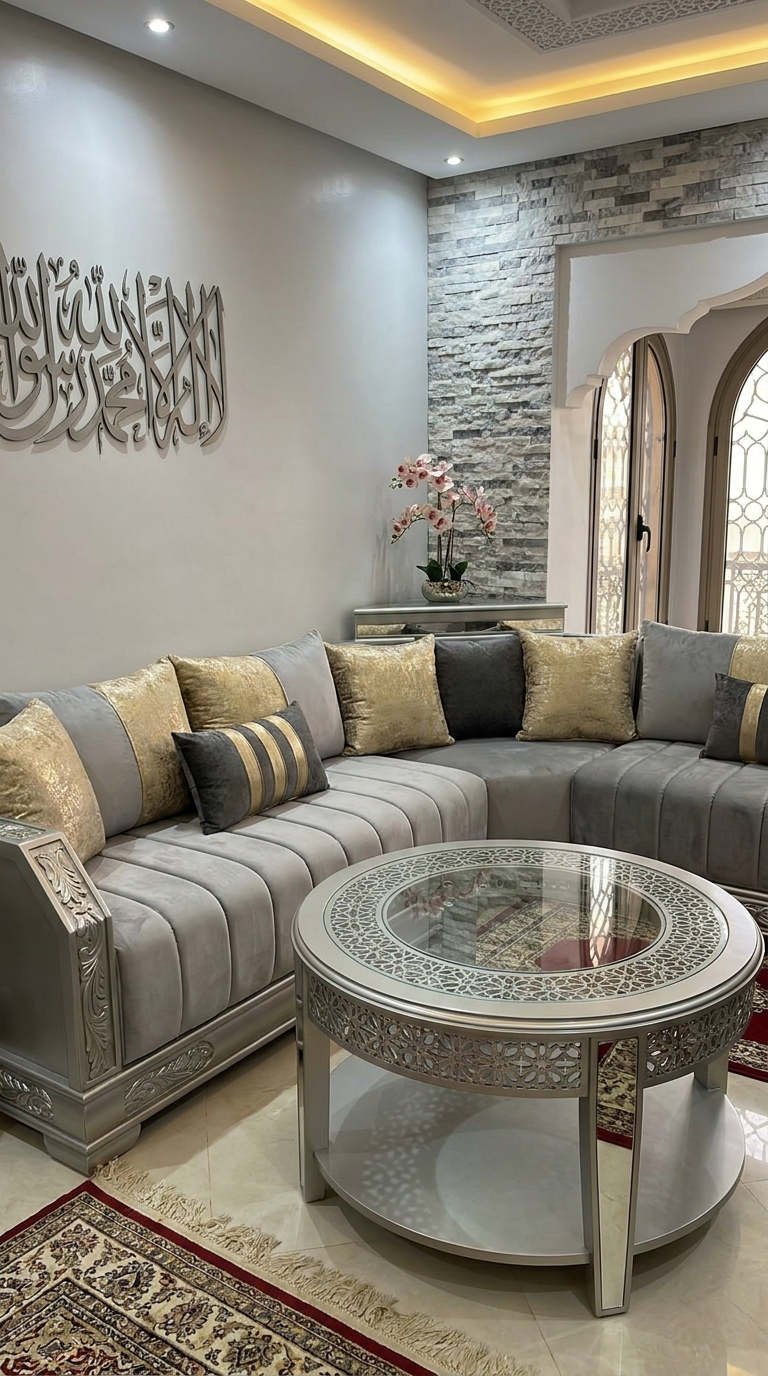 canape gris table ajouree