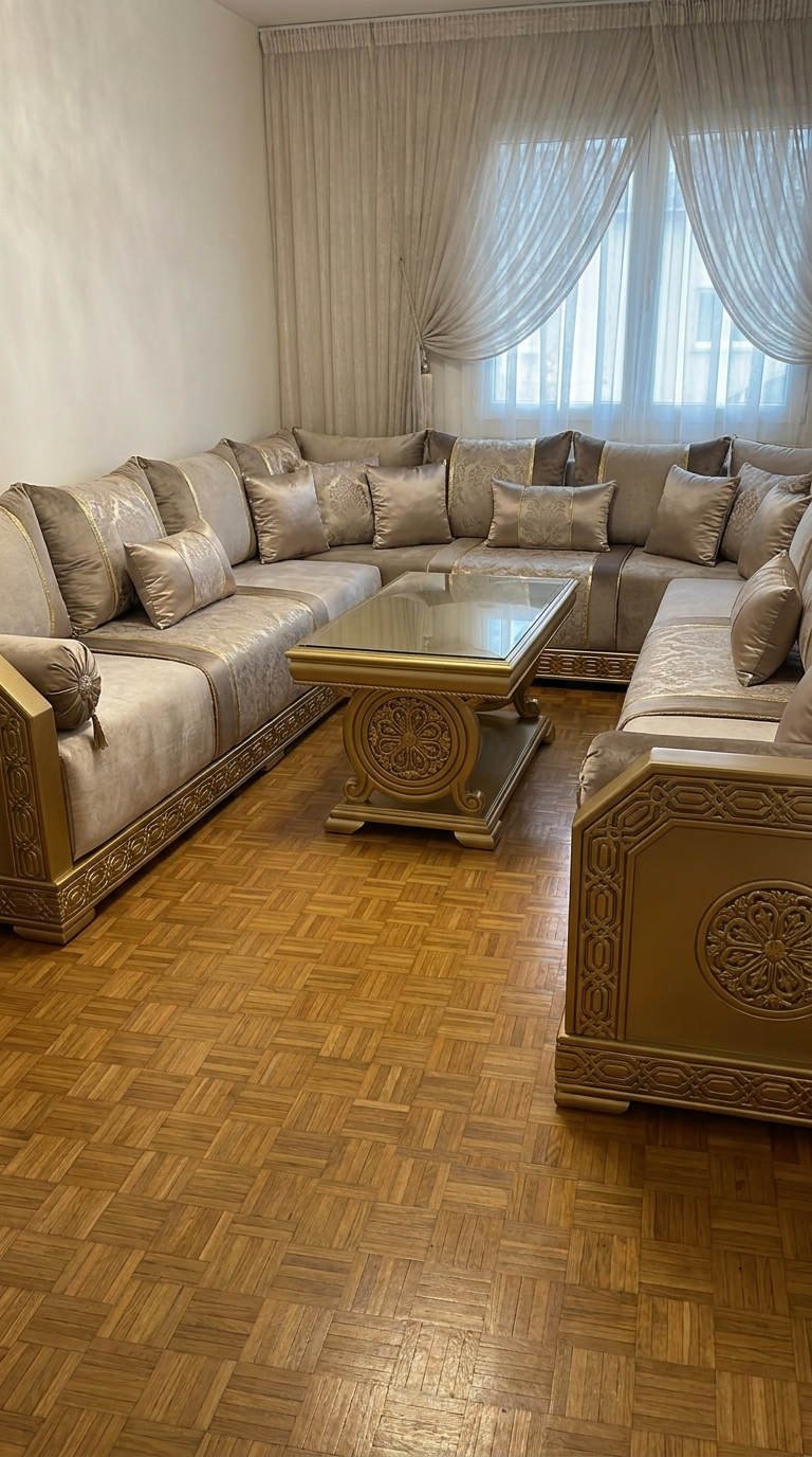 salon dore bois satine