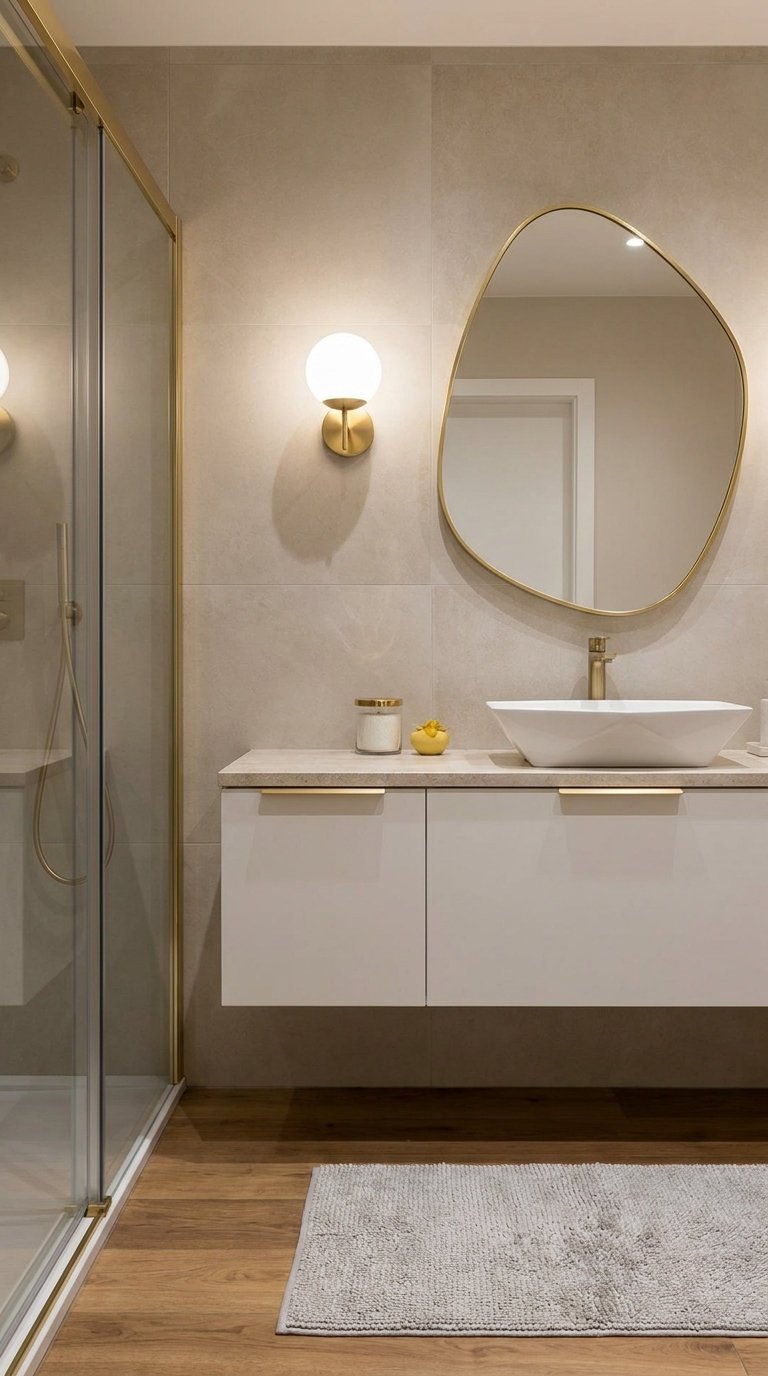 beige laiton miroir organique