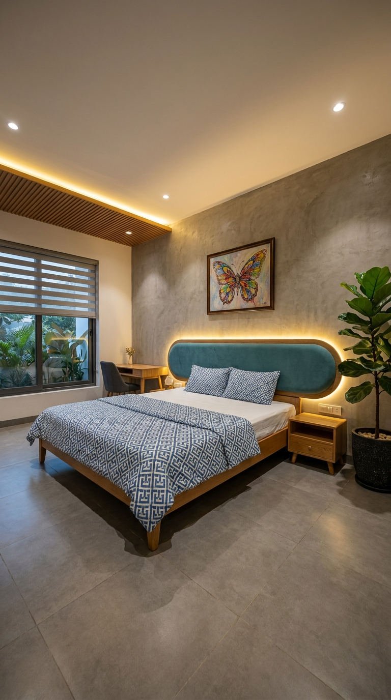 chambre beton tropicale led