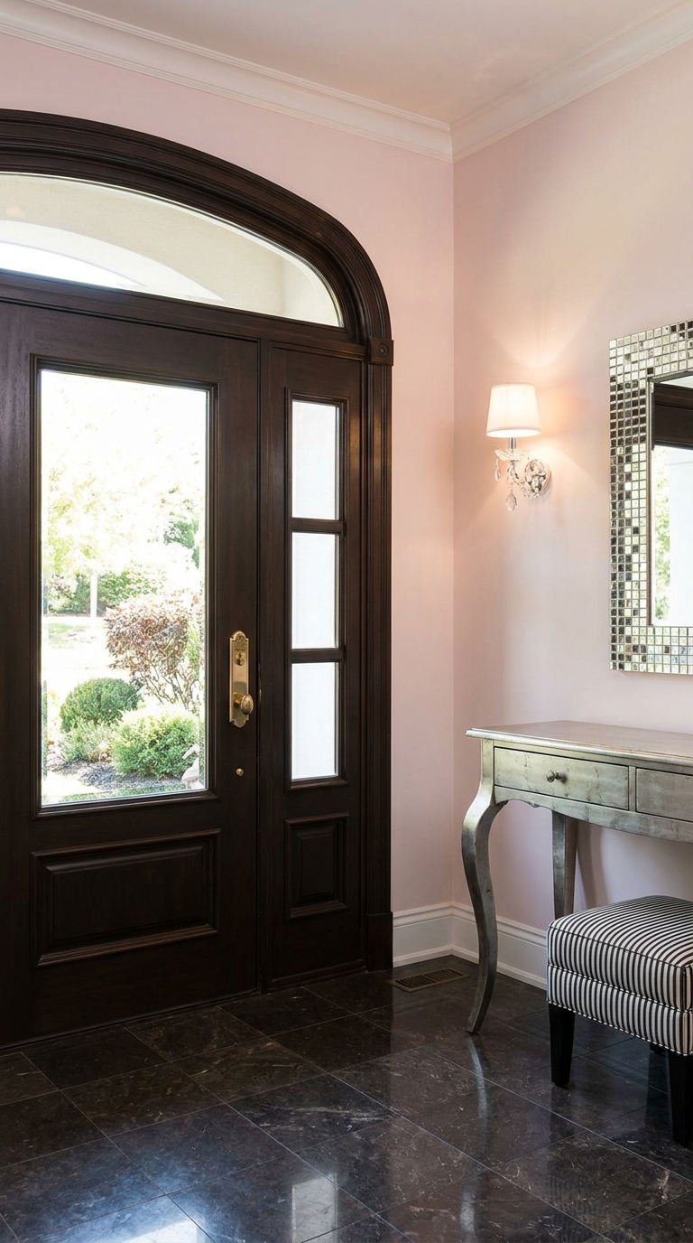 entree classique porte noire rose
