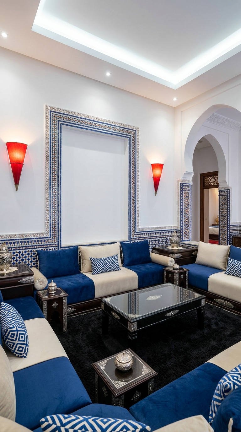 salon bleu royal zellige