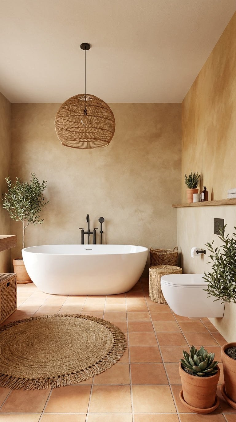 baignoire ilot terracotta fibres naturelles