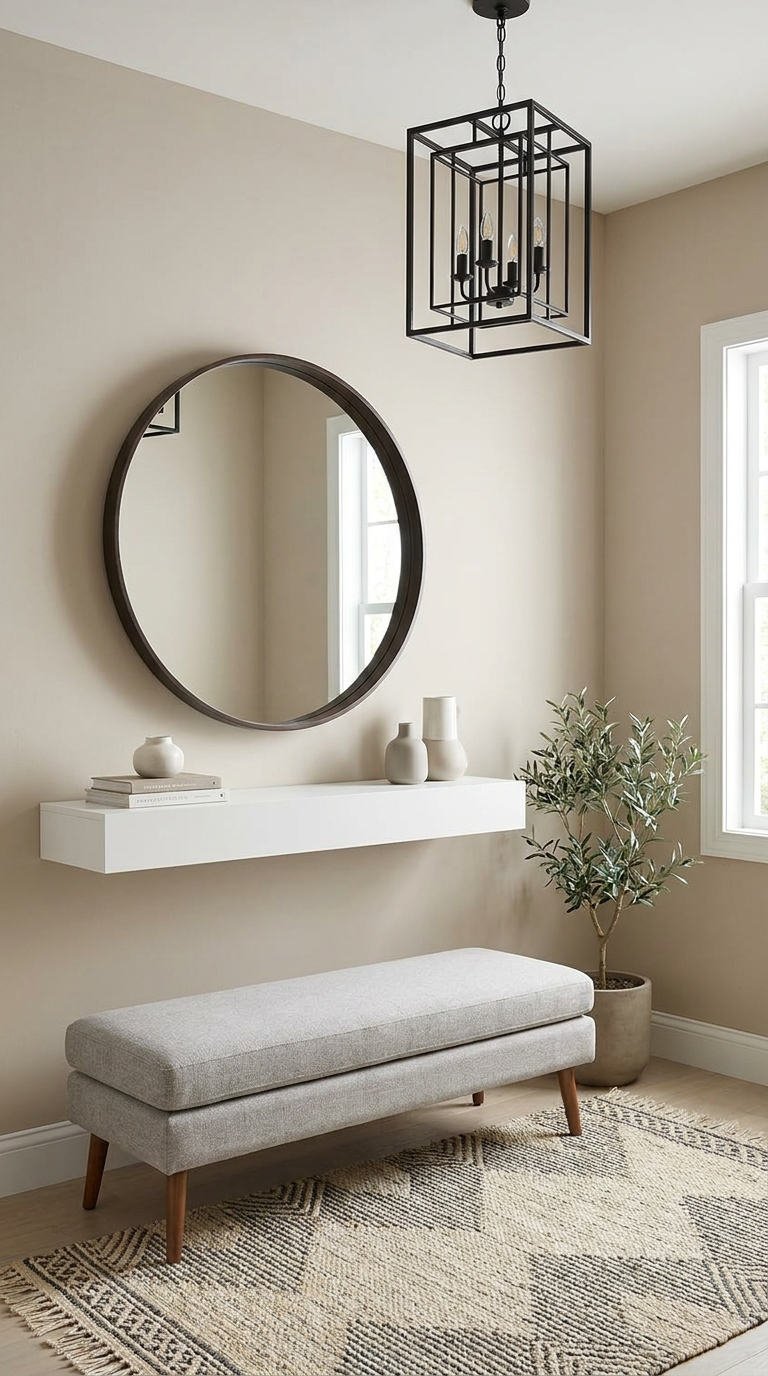 miroir rond console flottante entree
