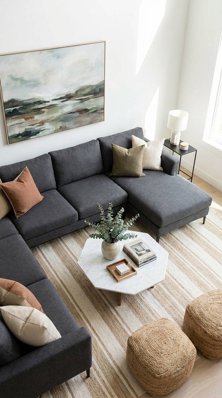 canape angle gris lumineux
