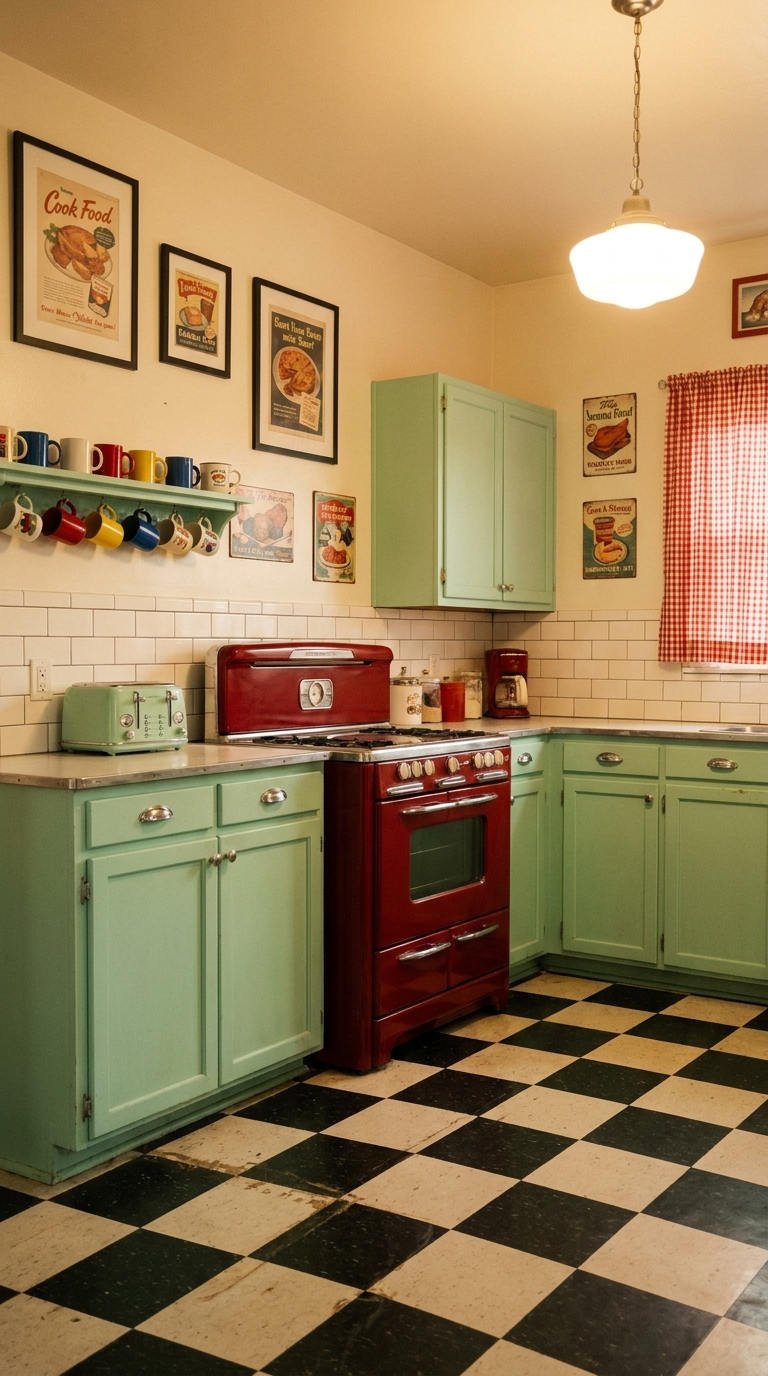 cuisine retro rouge menthe