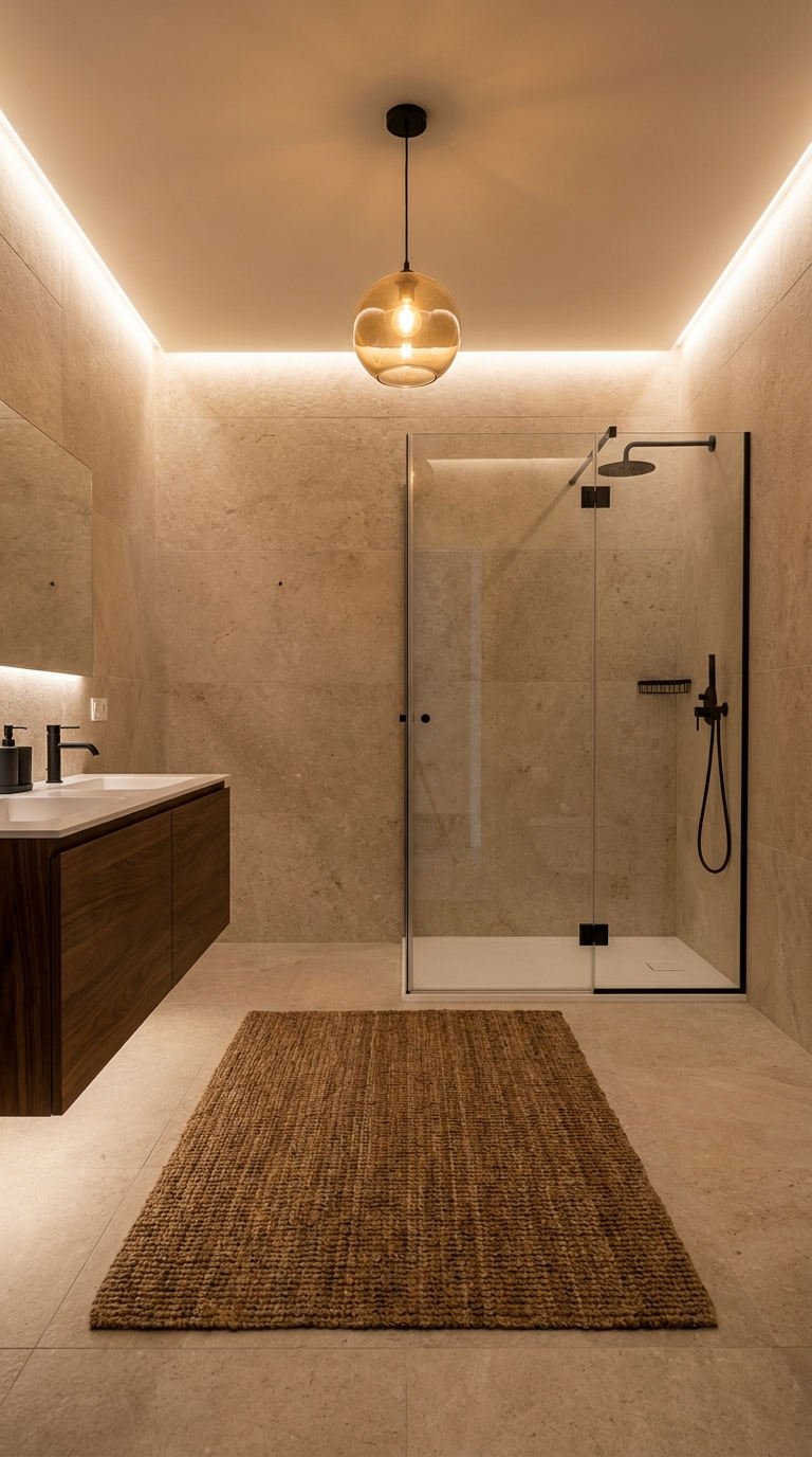 douche beige lumiere ambree