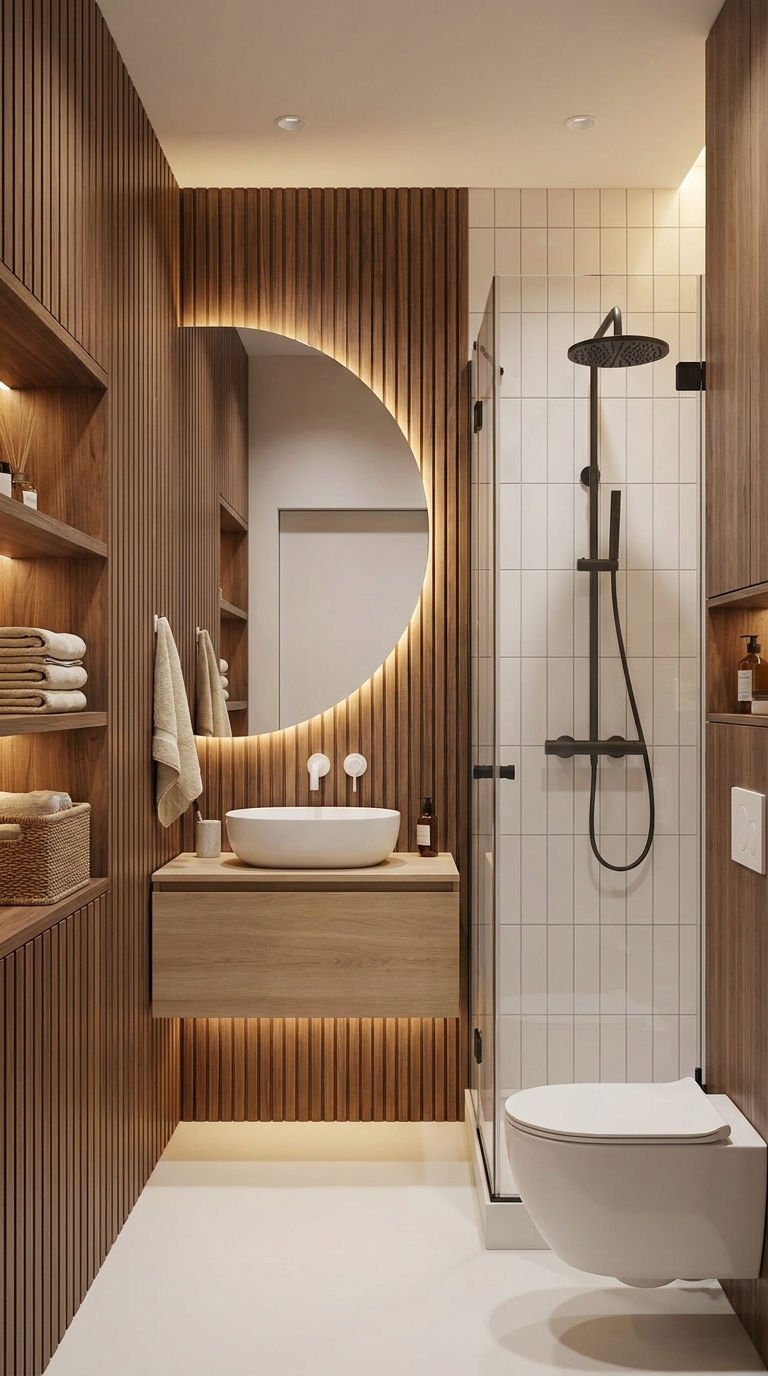 petite salle bain tasseaux douche