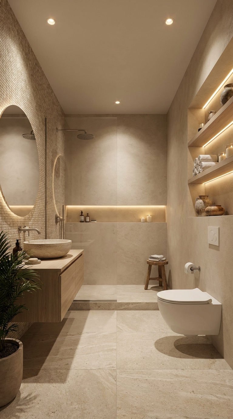 salle bain beige douche spa