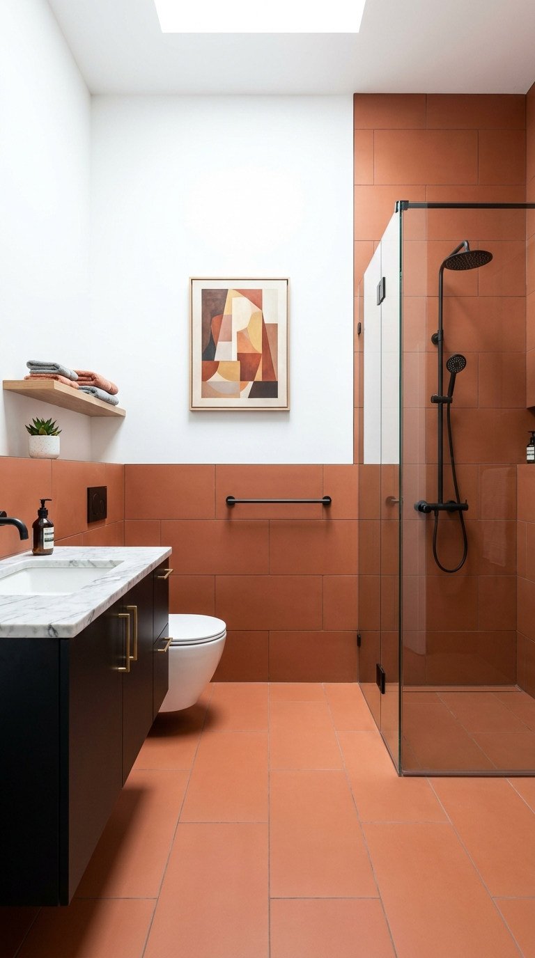 salle bain graphique carreaux terracotta