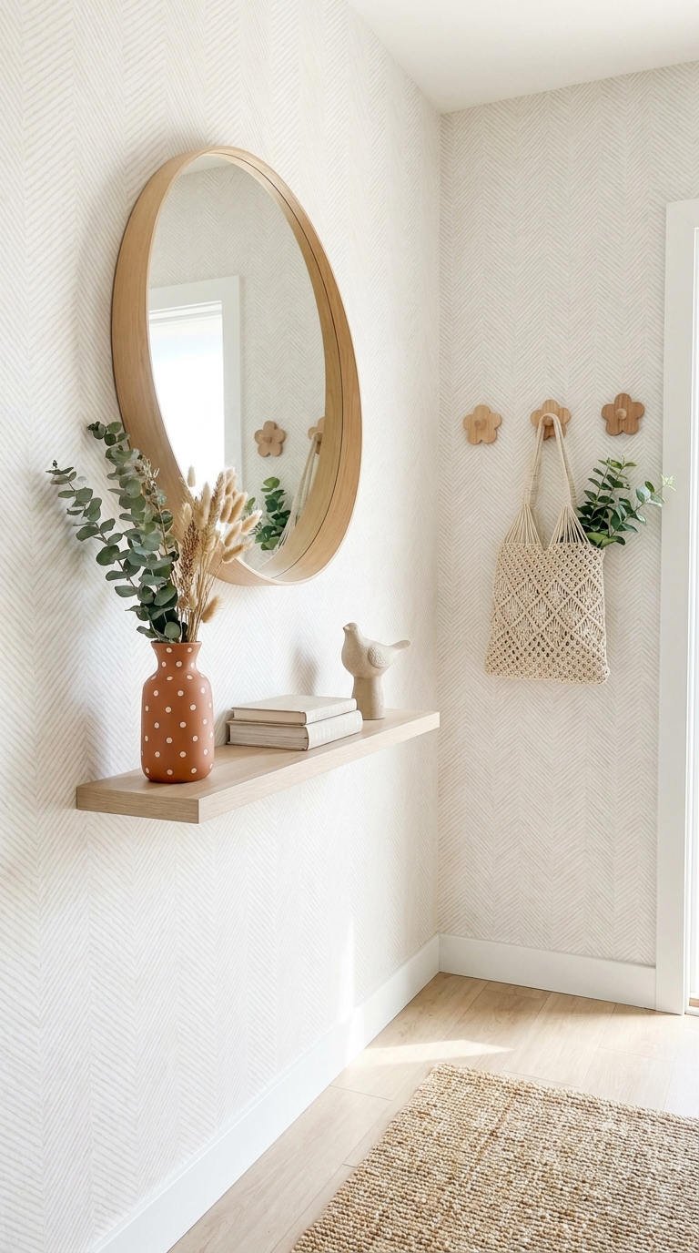 miroir bois etagere flottante