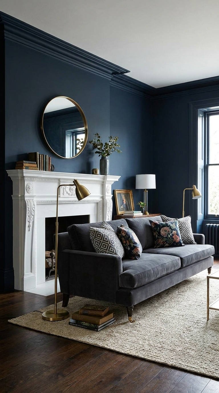 peinture salon bleu nuit classique