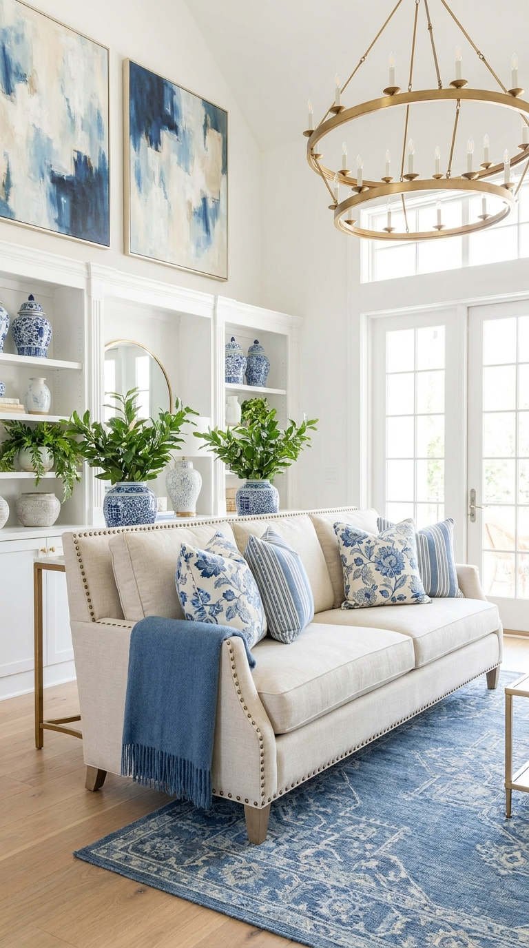 canape ivoire bleu classique