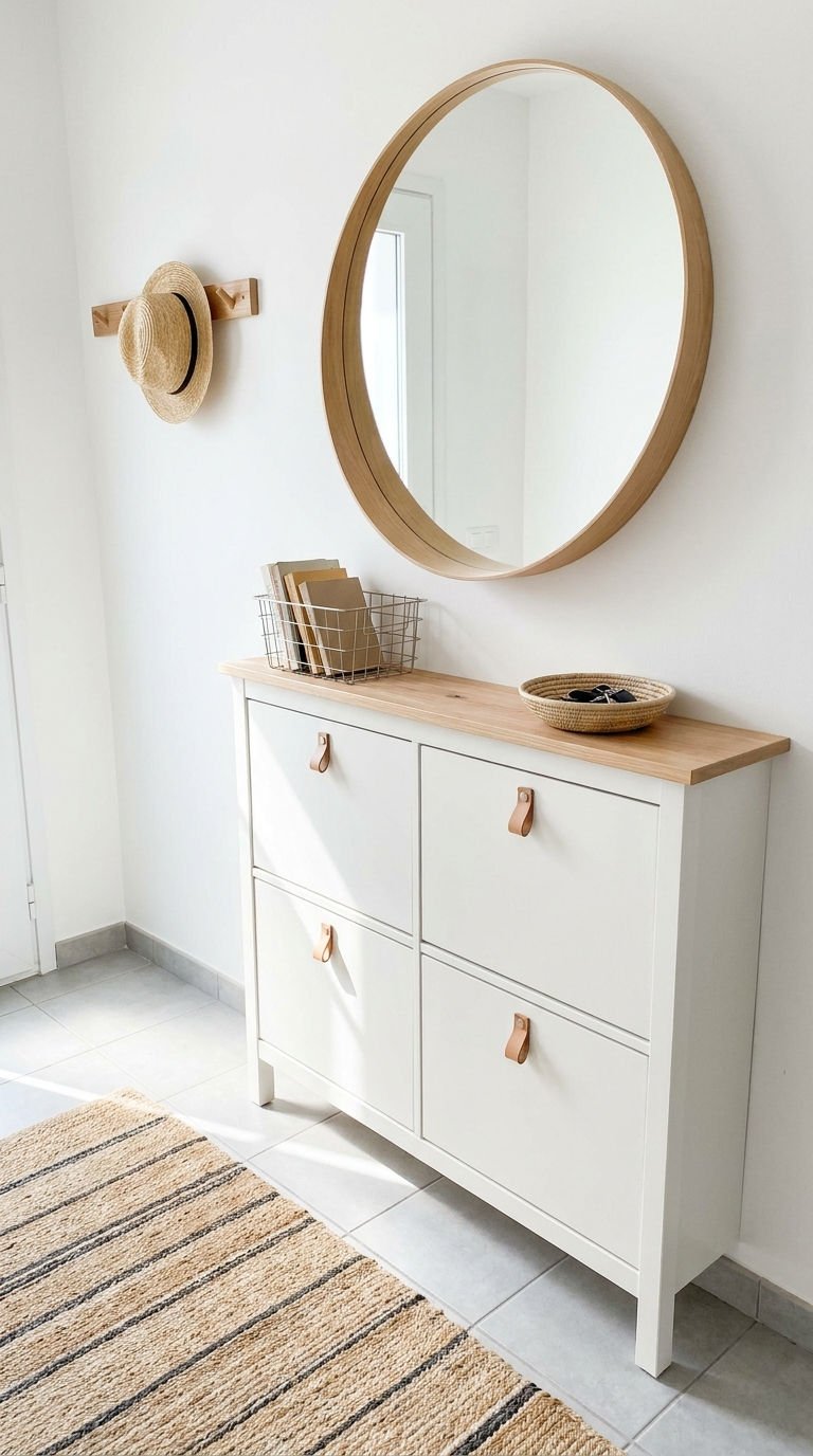meuble chaussures miroir rond