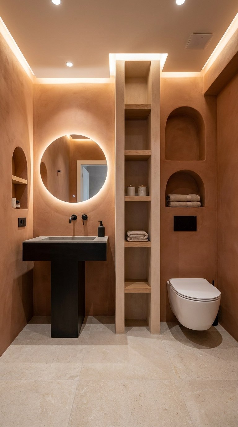 miroir retroeclaire niches terracotta