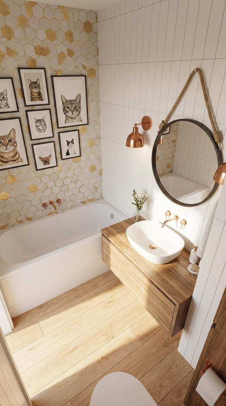 petite salle bain cuivre baignoire