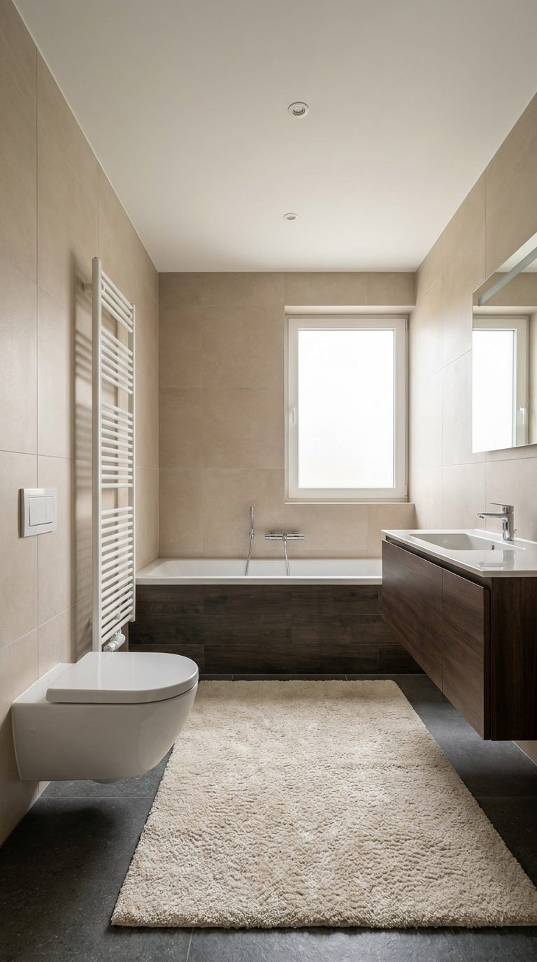 salle bain beige bois fonce