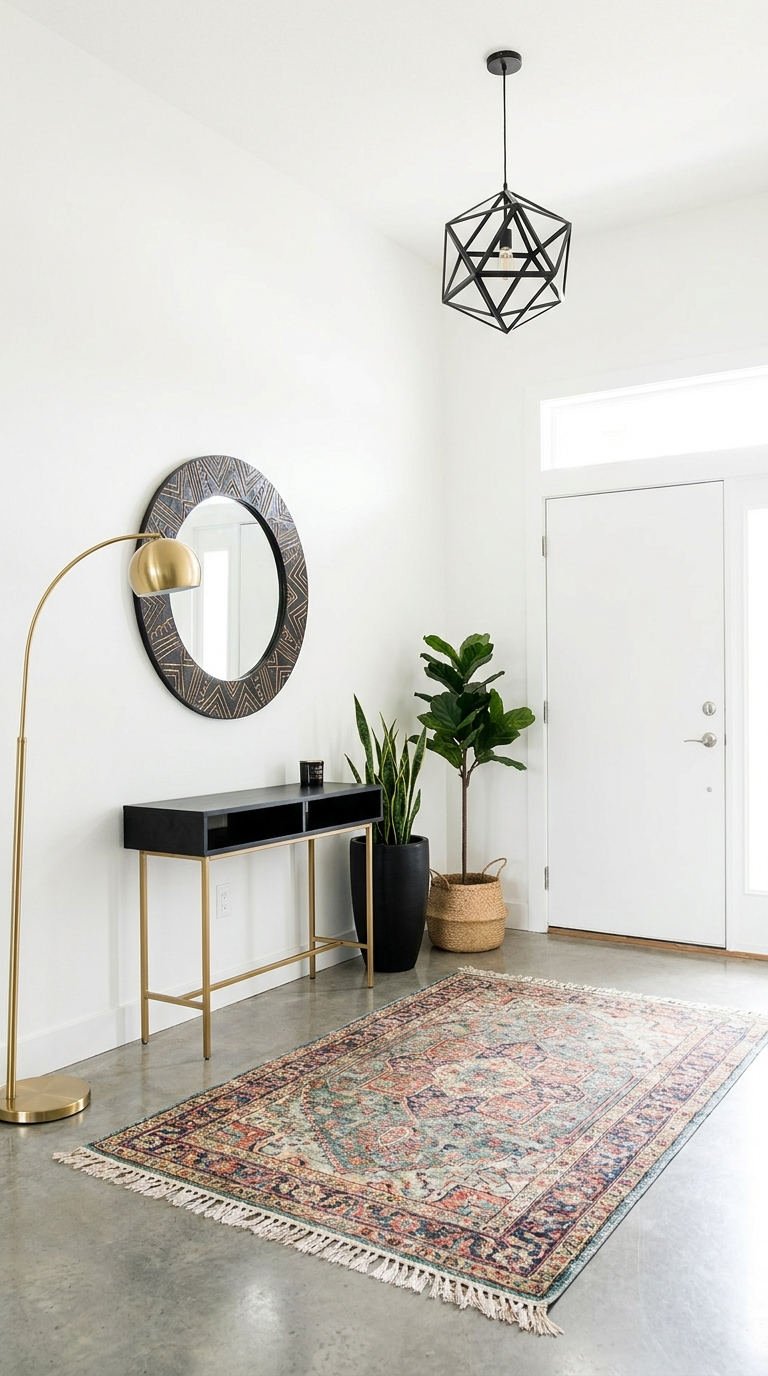 console noire tapis persan