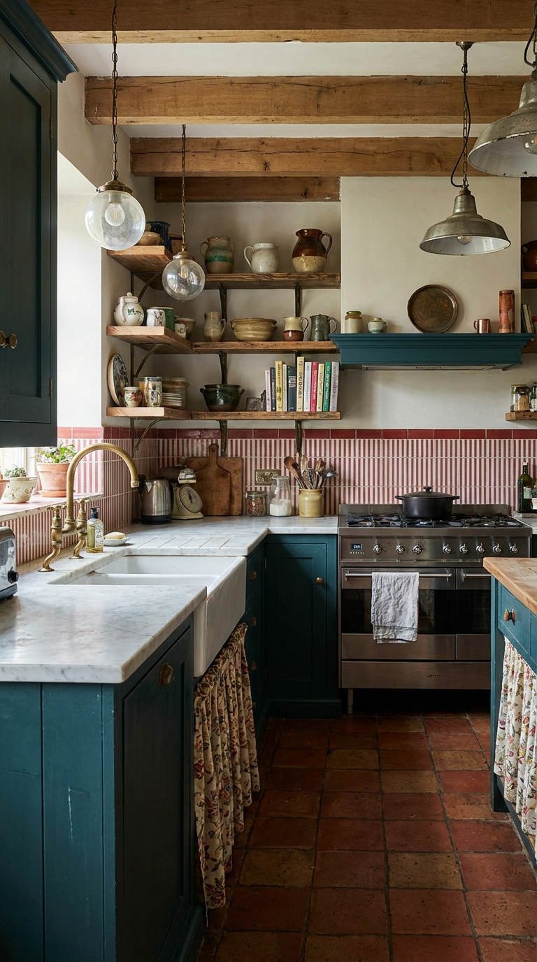 cuisine bleu tomettes credence