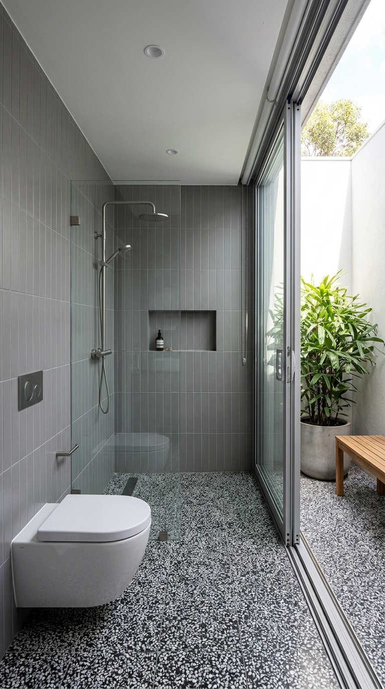douche grise jardin coulissant