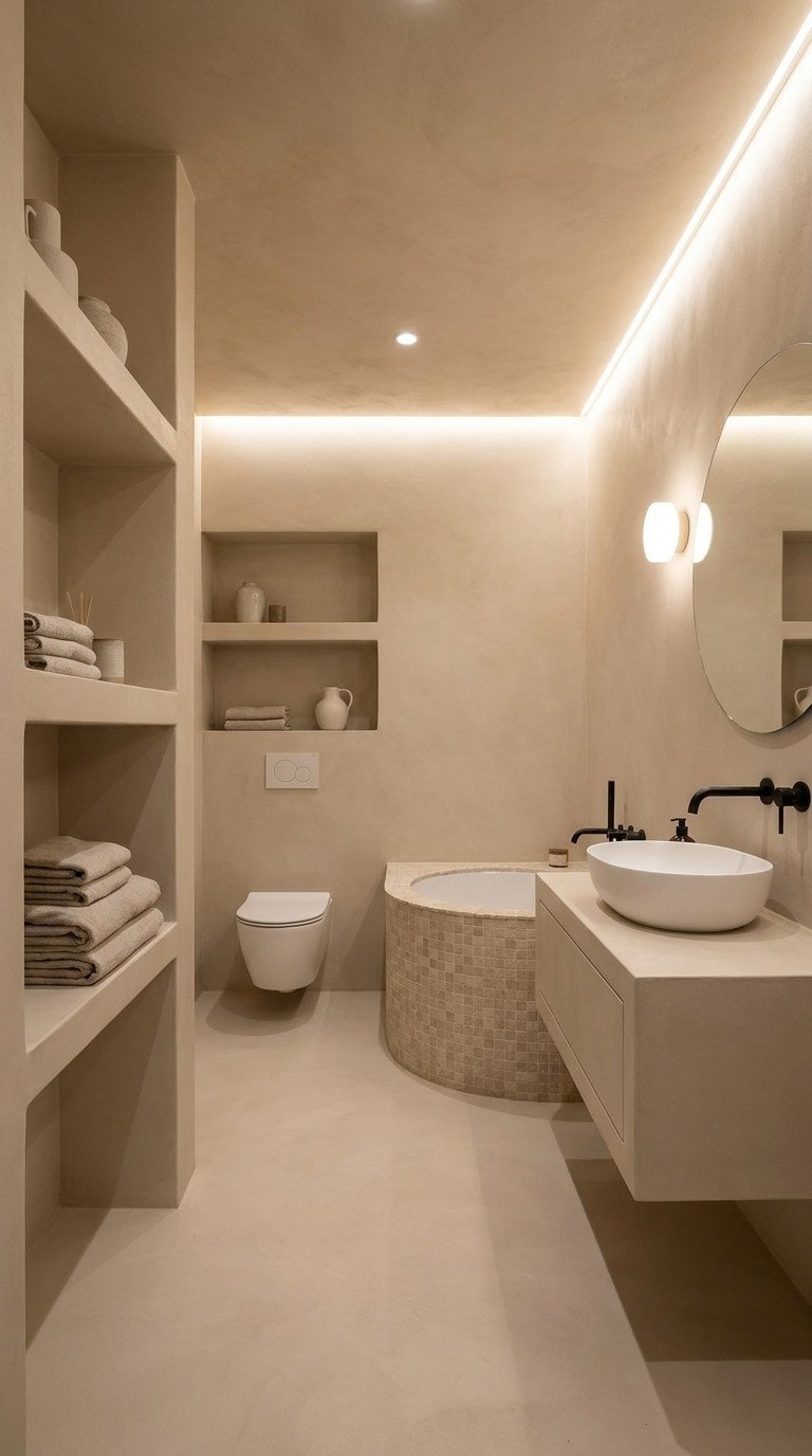 salle bain beige alcoves maconnees