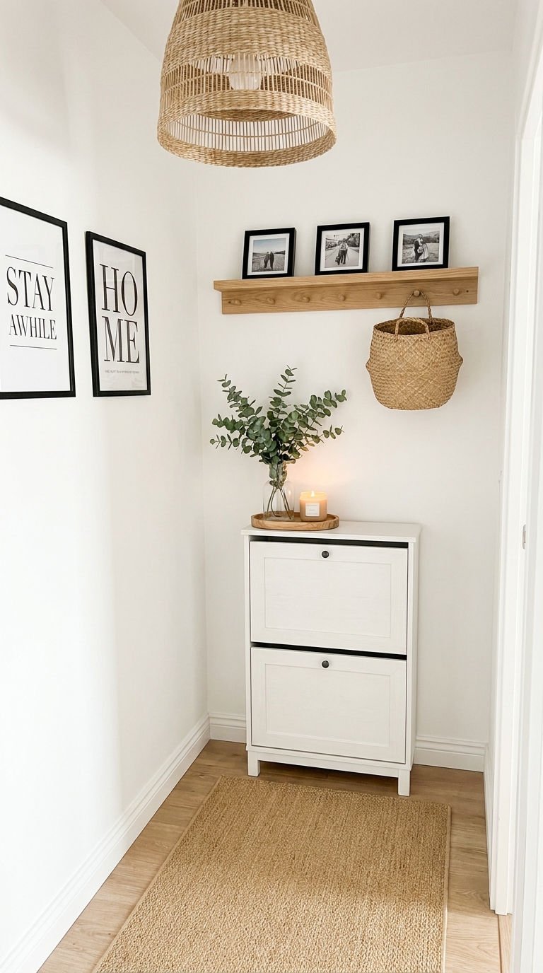 couloir meuble chaussures osier