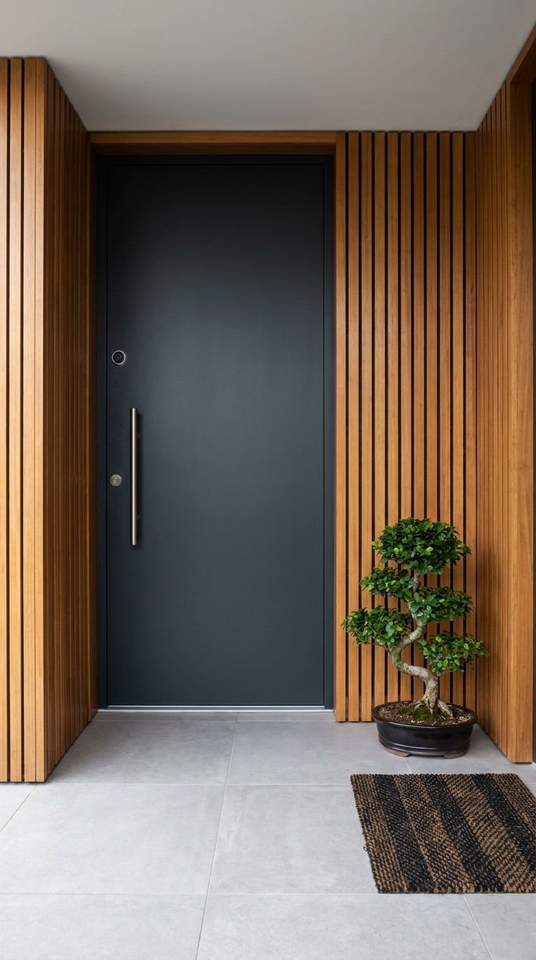 porte noire tasseaux bois