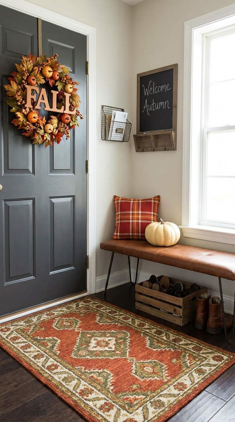 entree automne banc cuir