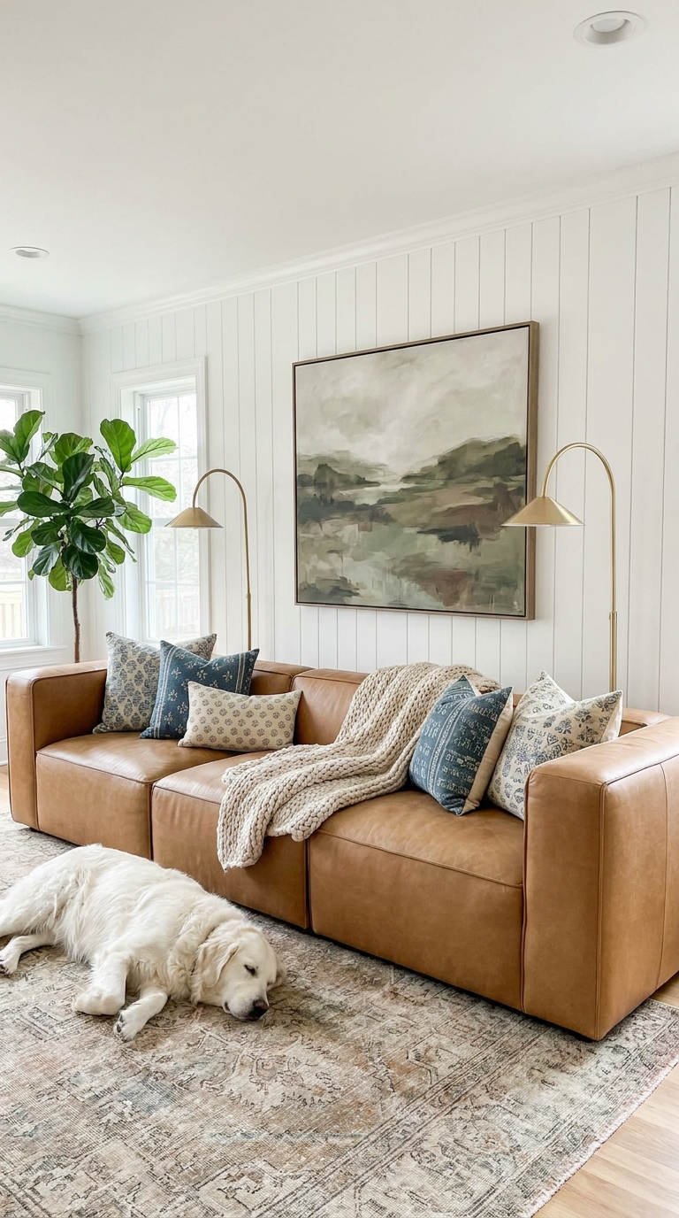 canape cuir caramel modulaire